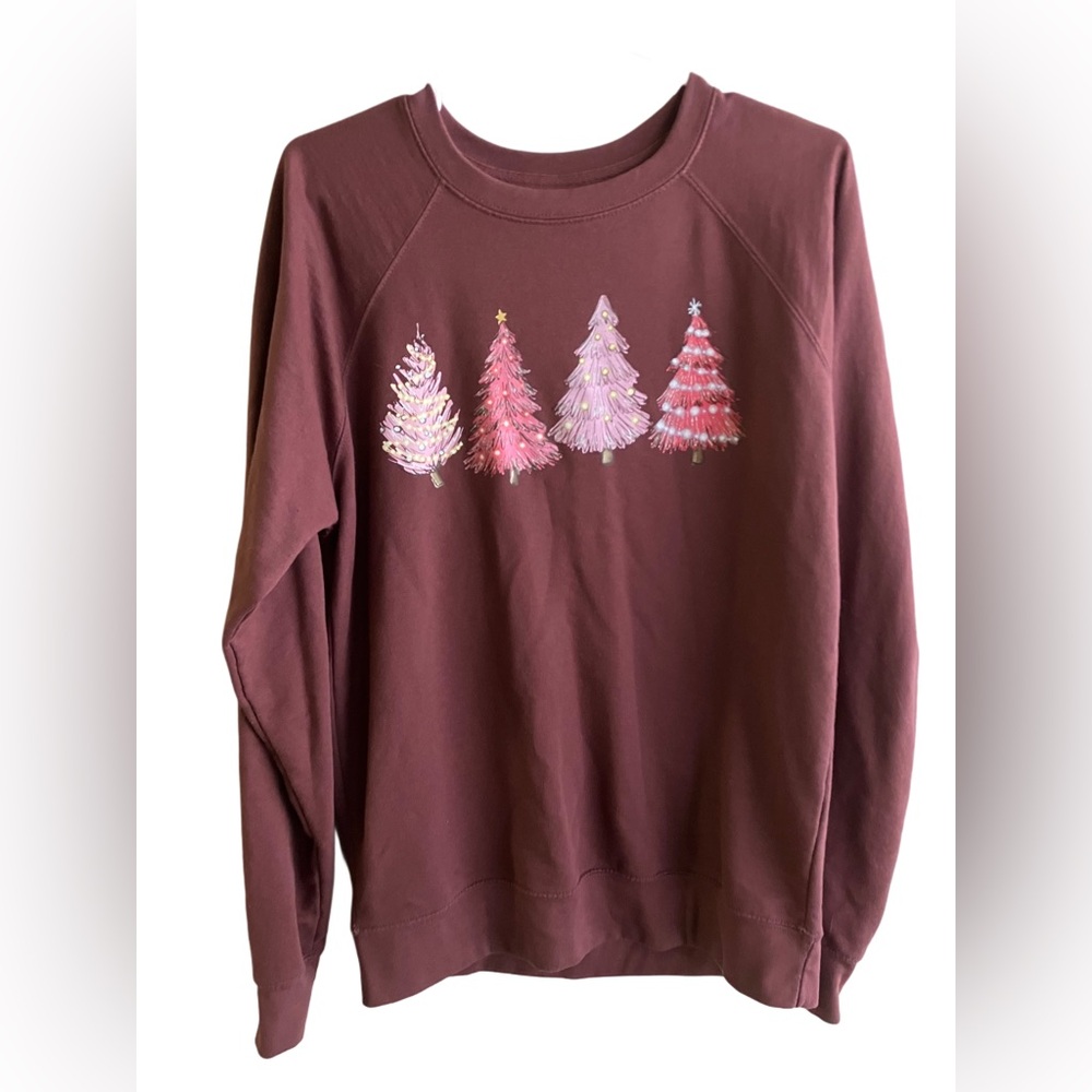 Christmas tree sweater cotton blend purple size small